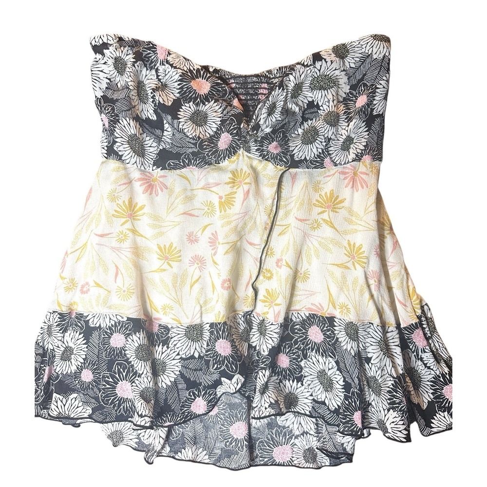 Intimately Free People Floral Summer Scarf Bandeau Top Small Mixed Print Smocked